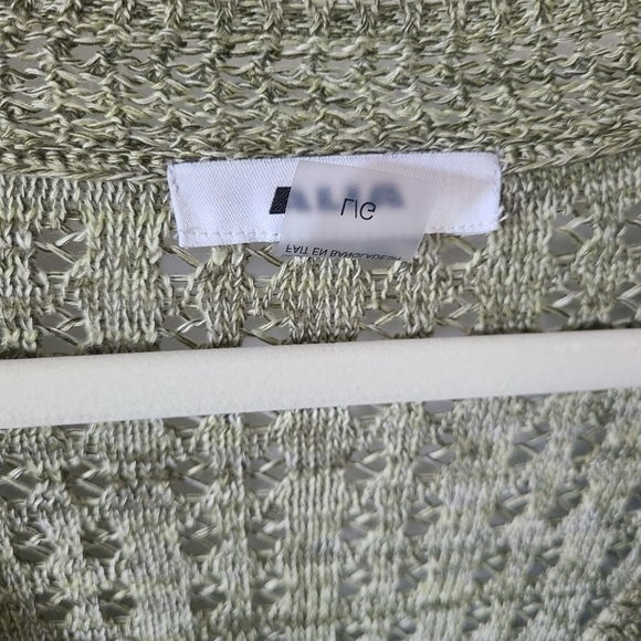 ALIA Green Open Knit Long Sleeve Cardigan Sweater Size Large - Picture 6 of 7